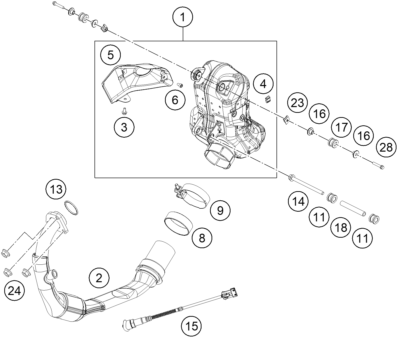 vue éclatée système d'echappement - ktm 200 duke, black, abs-b.d. rw 2026