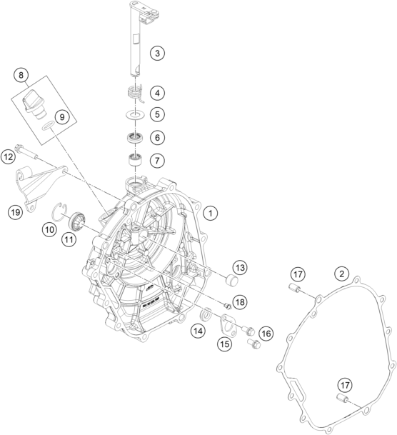 vue éclatée couvercle d’embrayage - ktm 200 duke, black, abs-ikd ar 2026