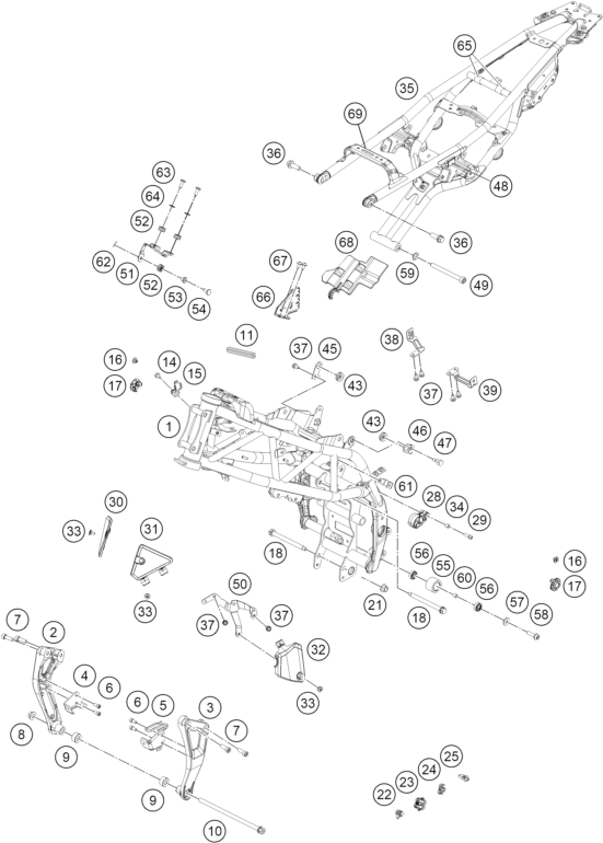 vue éclatée cadre - ktm 125 smc r - b.d. rw 2026