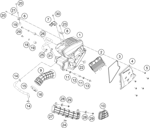 vue éclatée filtre à air - ktm 125 smc r - b.d. rw 2026