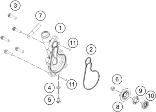 vue éclatée pompe à eau - ktm 125 smc r - b.d. rw 2026