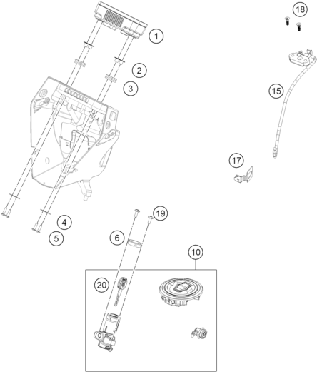 vue éclatée instruments / système de verrouillage - ktm 125 enduro r - b.d. 2026