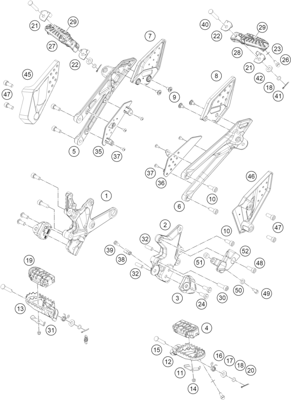 vue éclatée repose-pieds - ktm 125 enduro r - b.d. jp 2026