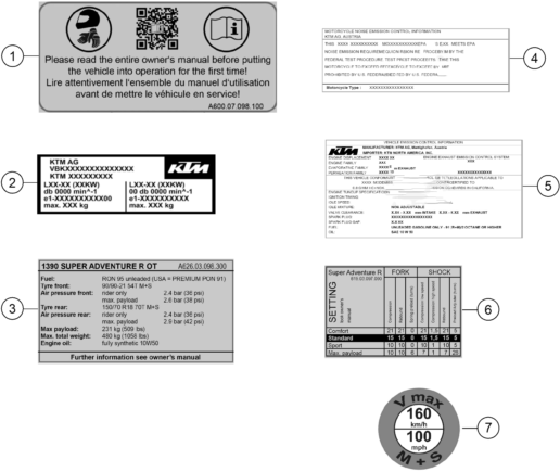 vue éclatée technic information sticker - ktm 1390 super adventure r ot us 2026