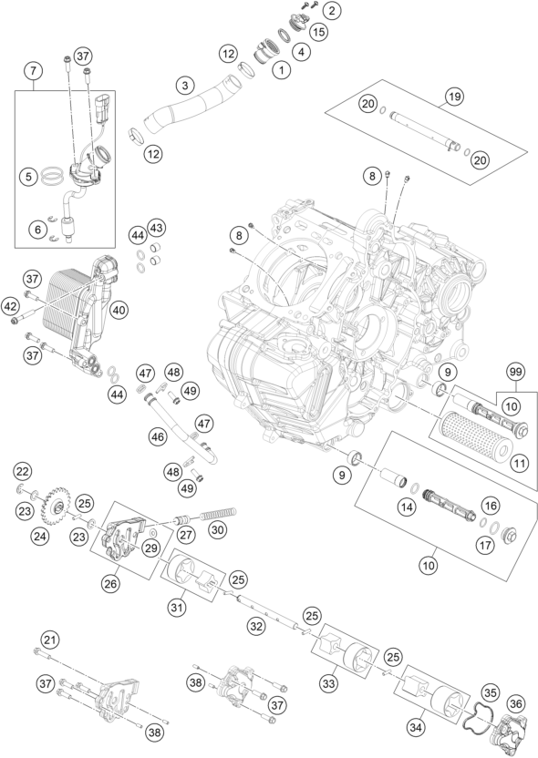 vue éclatée système de lubrification - ktm 1390 super adventure r ot us 2026