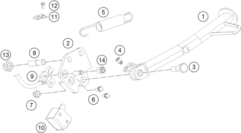 vue éclatée béquille latérale / béquille centrale - ktm 200 duke, white, w/o abs-b.d. eu 2019