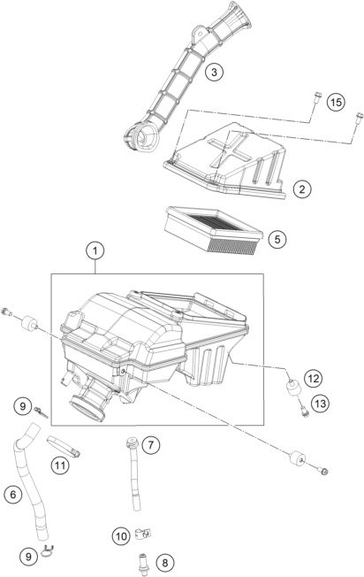 vue éclatée filtre à air - ktm 200 duke, white, w/o abs-b.d. eu 2019