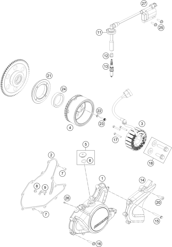vue éclatée système de allumage - ktm 200 duke, white, w/o abs-b.d. eu 2019