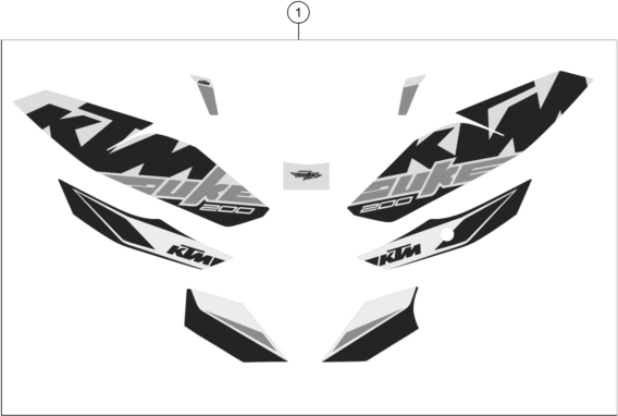 vue éclatée kit déco - ktm 200 duke, black, w/o abs-b.d. eu 2019